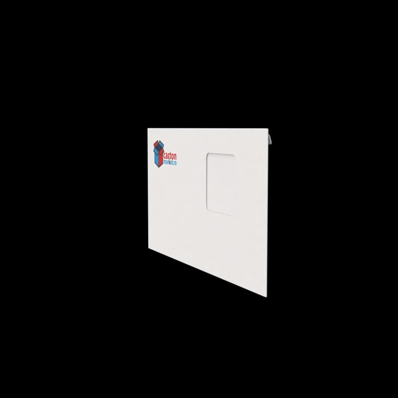 plic dl alb, 110x220 mm, 80gr/mp, lipire siliconică, cu fereastră dreapta 45x90mm