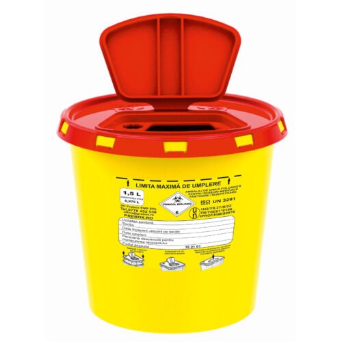 recipient pvc 1.5 l – deșeuri medicale intepatoare – tăietoare