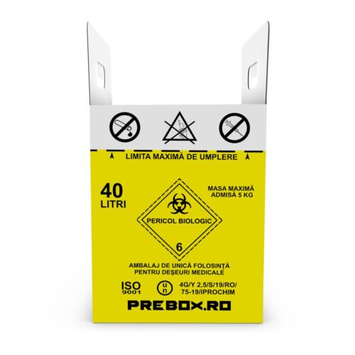 cutie carton 20 l cu sac – colectare deșeuri medicale infectioase